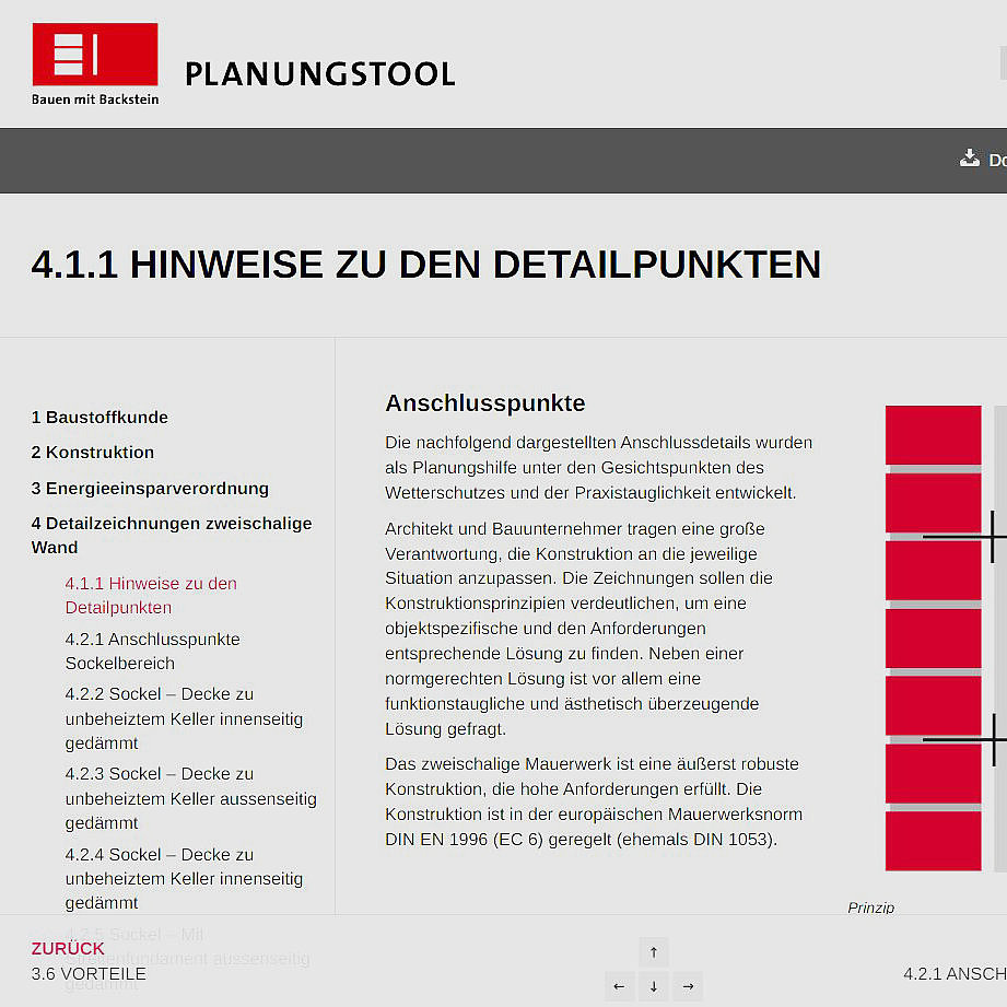 Planungstool - Zweischaliges Klinkerverblendmauerwerk